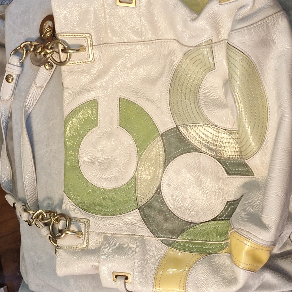 Vintage Coach White Bucket Bag